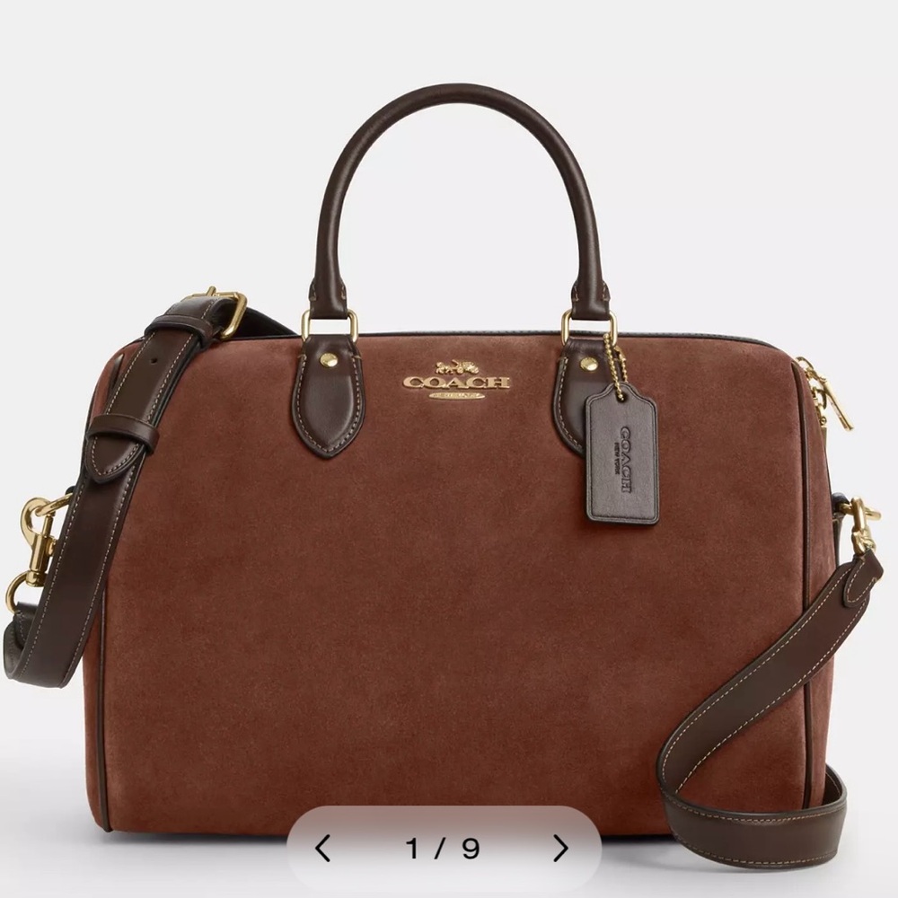 NWT Coach Rowan Large Satchel Bag in Suede 100 % Authentic 🤎🍁Fall 2025